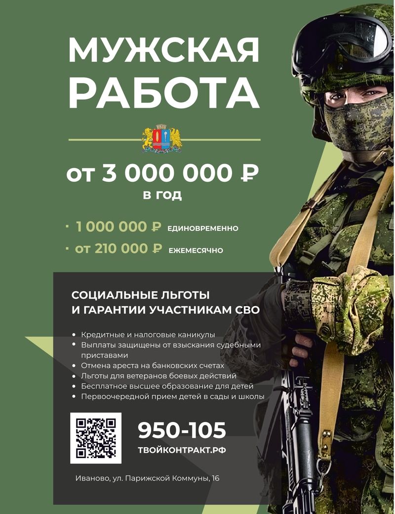 Комплекс мер поддержки контрактников и участников СВО  в Ивановской области.