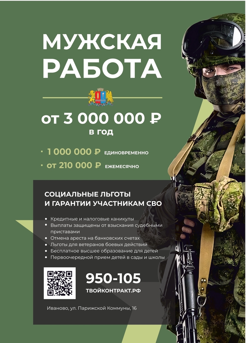 Комплекс мер поддержки контрактников и участников СВО  в Ивановской области.